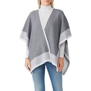 Rachel Roy Collection Gray Combo Colorblock Open Short Sleeve Shawl Size Large
